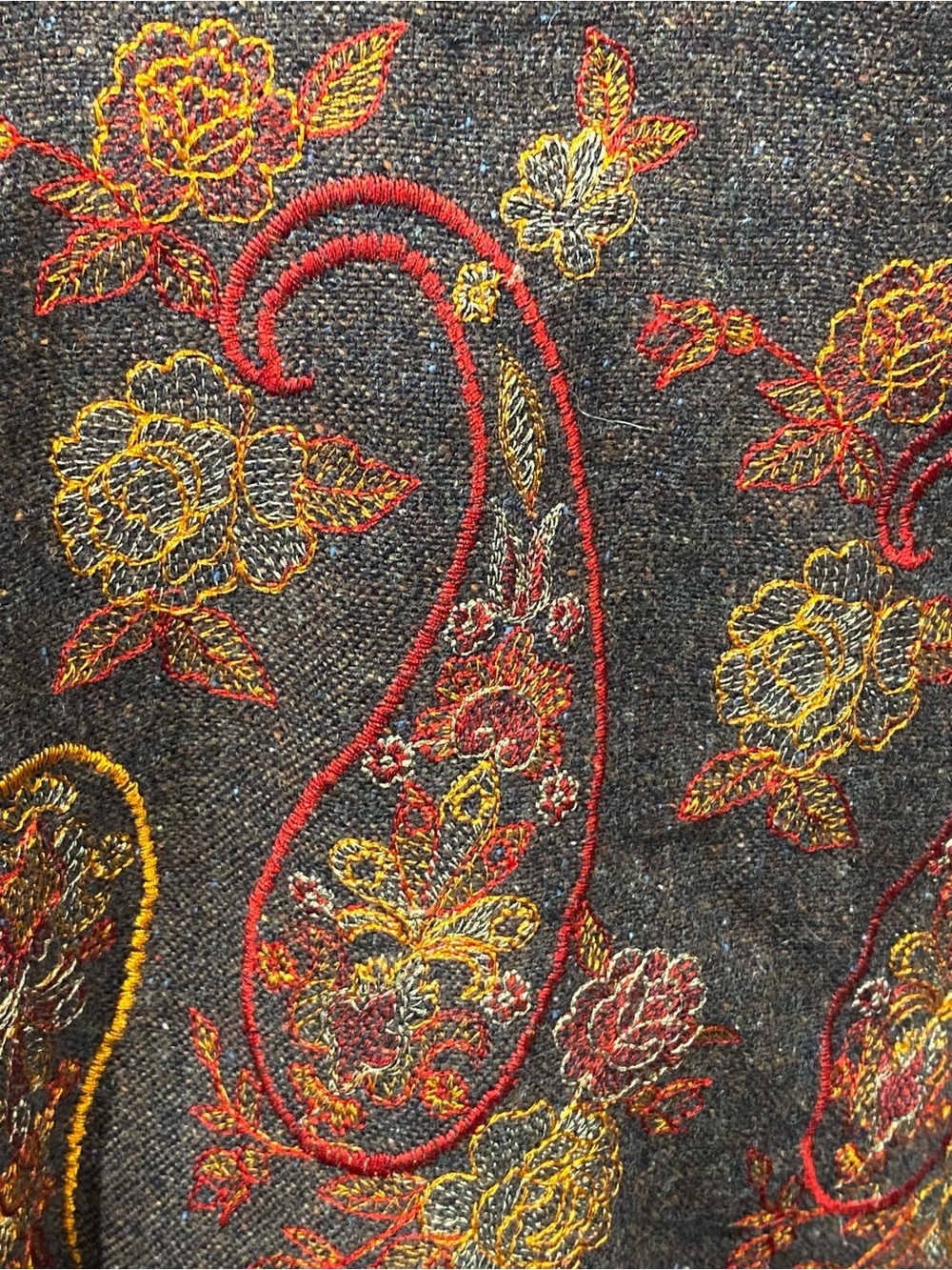 Coldwater Creek Brown Wool-Blend Colorful Embroidered Paisley Blazer Jacket 2X - Picture 9 of 13
